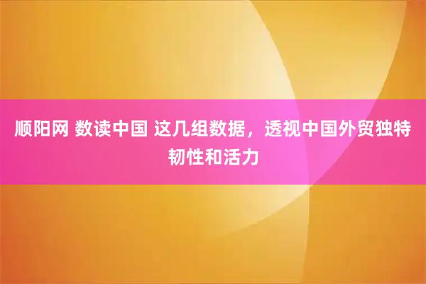 顺阳网 数读中国 这几组数据，透视中国外贸独特韧性和活力