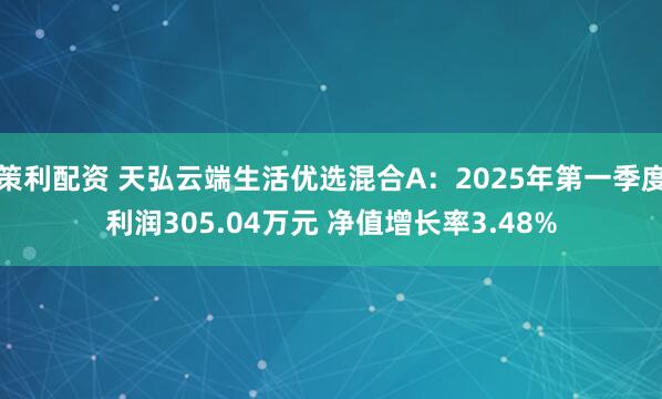 策利配资 天弘云端生活优选混合A：2025年第一季度利润305.04万元 净值增长率3.48%
