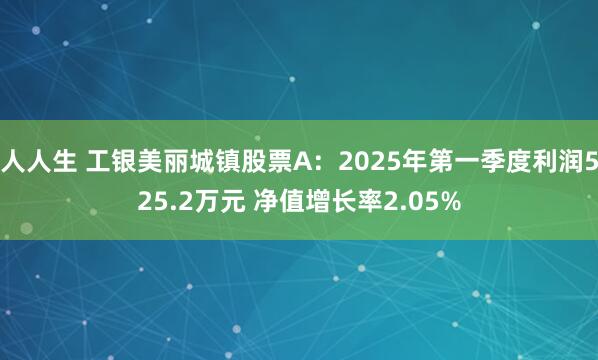 人人生 工银美丽城镇股票A：2025年第一季度利润525.2万元 净值增长率2.05%