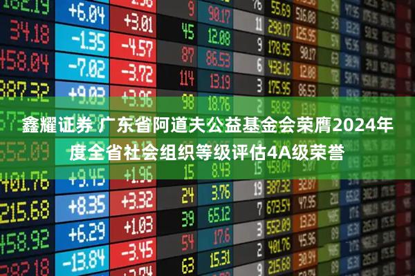 鑫耀证券 广东省阿道夫公益基金会荣膺2024年度全省社会组织等级评估4A级荣誉