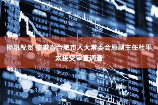 扬帆配资 安徽省合肥市人大常委会原副主任杜平太接受审查调查